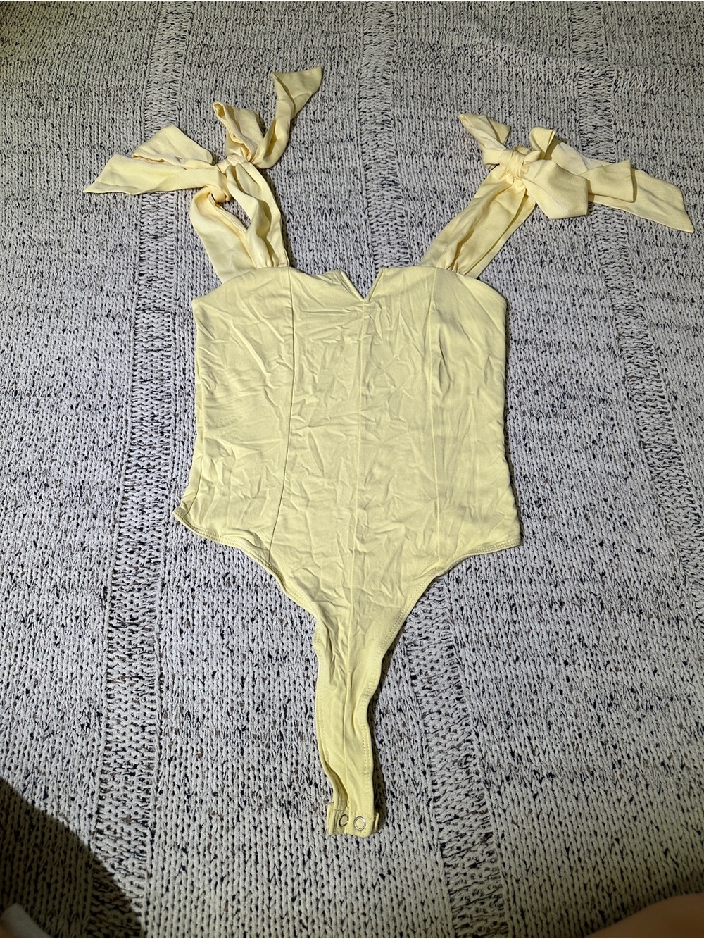 Pink Rose Pale Yellow Tie-Shoulder Bodysuit